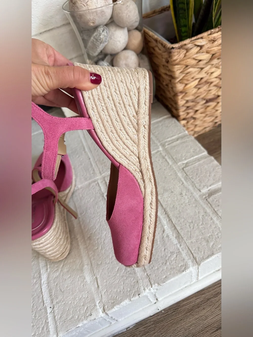MICHAEL Michael Kors Pink Suede Espadrille Wedge Slingback Shoes Size 9.5M NWOT